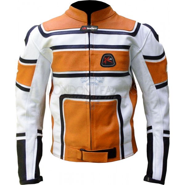 RTX X1 Sports Tourer Orange Leather Biker Jacket